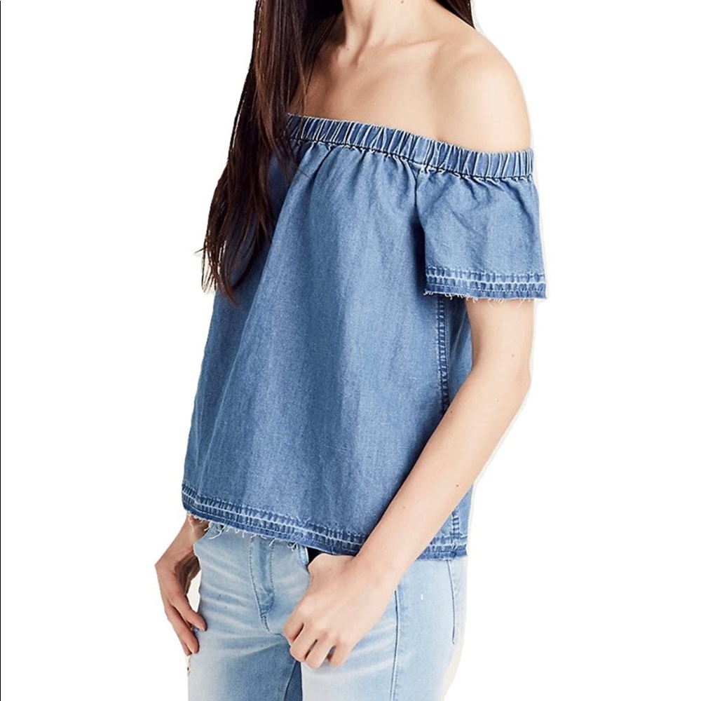 True Religion Off The Shoulder Top in Indigo